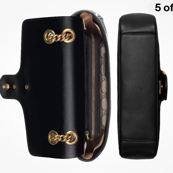 ❤️ GG MARMONT SMALL SHOULDER BAG BLACK/GOLD - Picture 4 of 16
